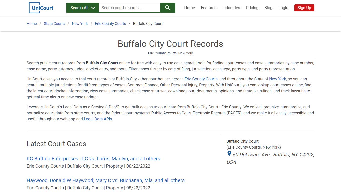 Buffalo City Court Records | Erie | UniCourt