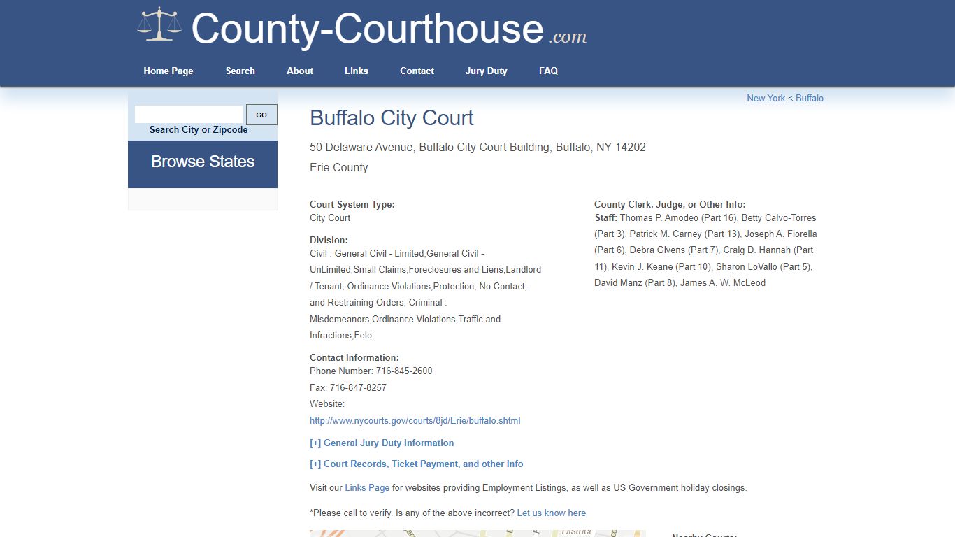 Buffalo City Court in Buffalo, NY - Court Information